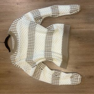 Cozy White and Tan Sweater